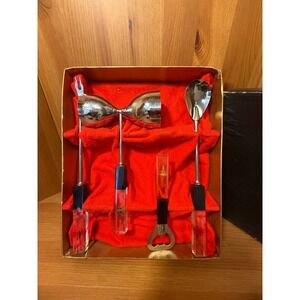 Vintage Swank Barware Serving Set Lucite Handles Fishing Lures
